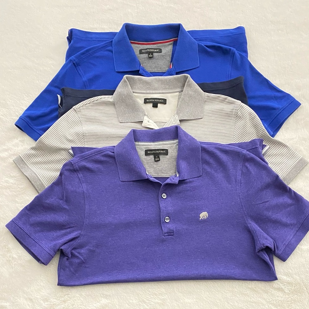 Banana Republic Solid Pique Polo Shirt Men’s Size S. bundle of three.